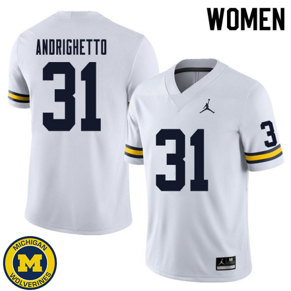 Womens University of Michigan #31 Lucas Andrighetto White High School Jersey